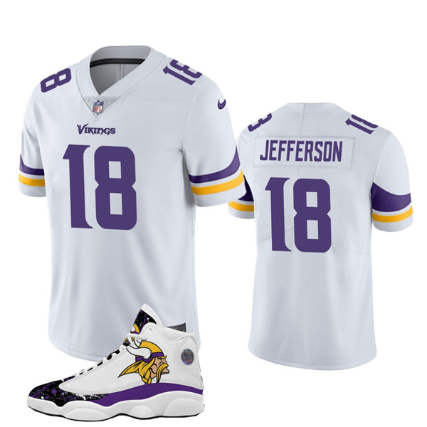 Men's Minnesota Vikings #18 Justin Jefferson White Vapor Untouchable Limited Stitched NFL Jersey +AJ13 shoes